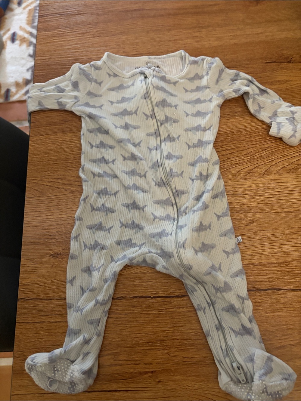Caden Lane Light Blue and Gray Shark Footed One-Piece